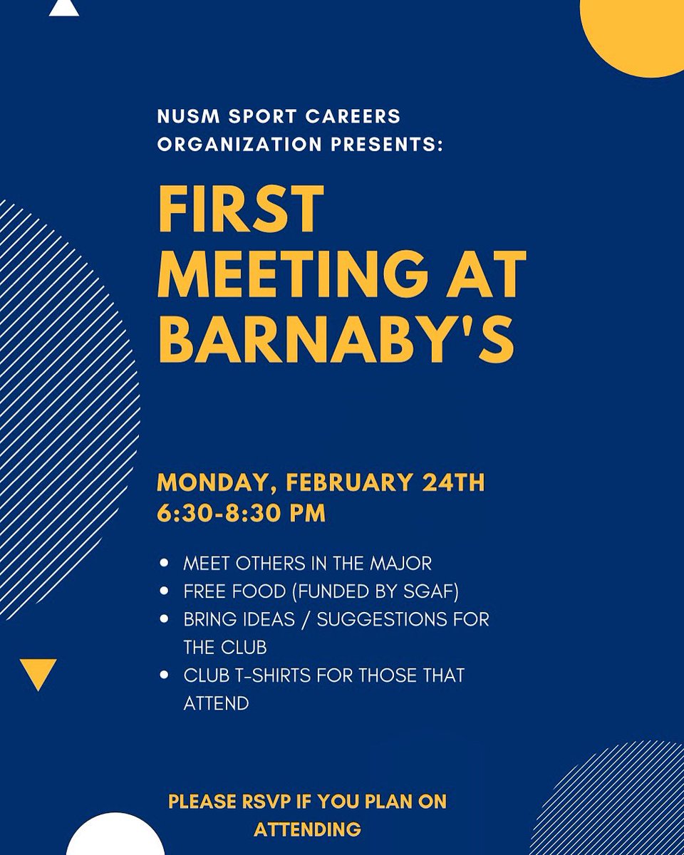 Join us Monday 2/24 for our first meeting of the semester @ Barnaby's!! RSVP: docs.google.com/forms/d/e/1FAI…