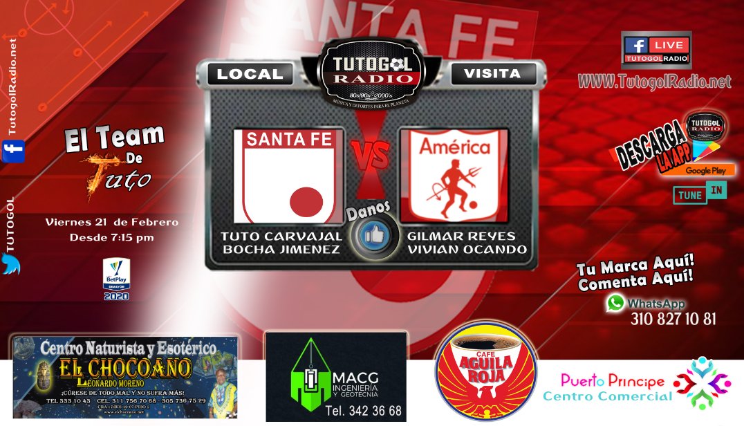TUTOGOL's tweet photo. Mañana #Hinchas de @SantaFe tendrán TV o estarán en el #VaticanoRojo. Nosotros allí estaremos para @SantaFe v @AmericadeCali en #Vivo nos oirán #MakinaCardenal #TeamDelLeon Descarga nuestra app https://t.co/BTpA5NEi5Z
📲 https://t.co/WiMgPDWi3h
📲 https://t.co/virv8Qisf5 https://t.co/n1WjVSBt84