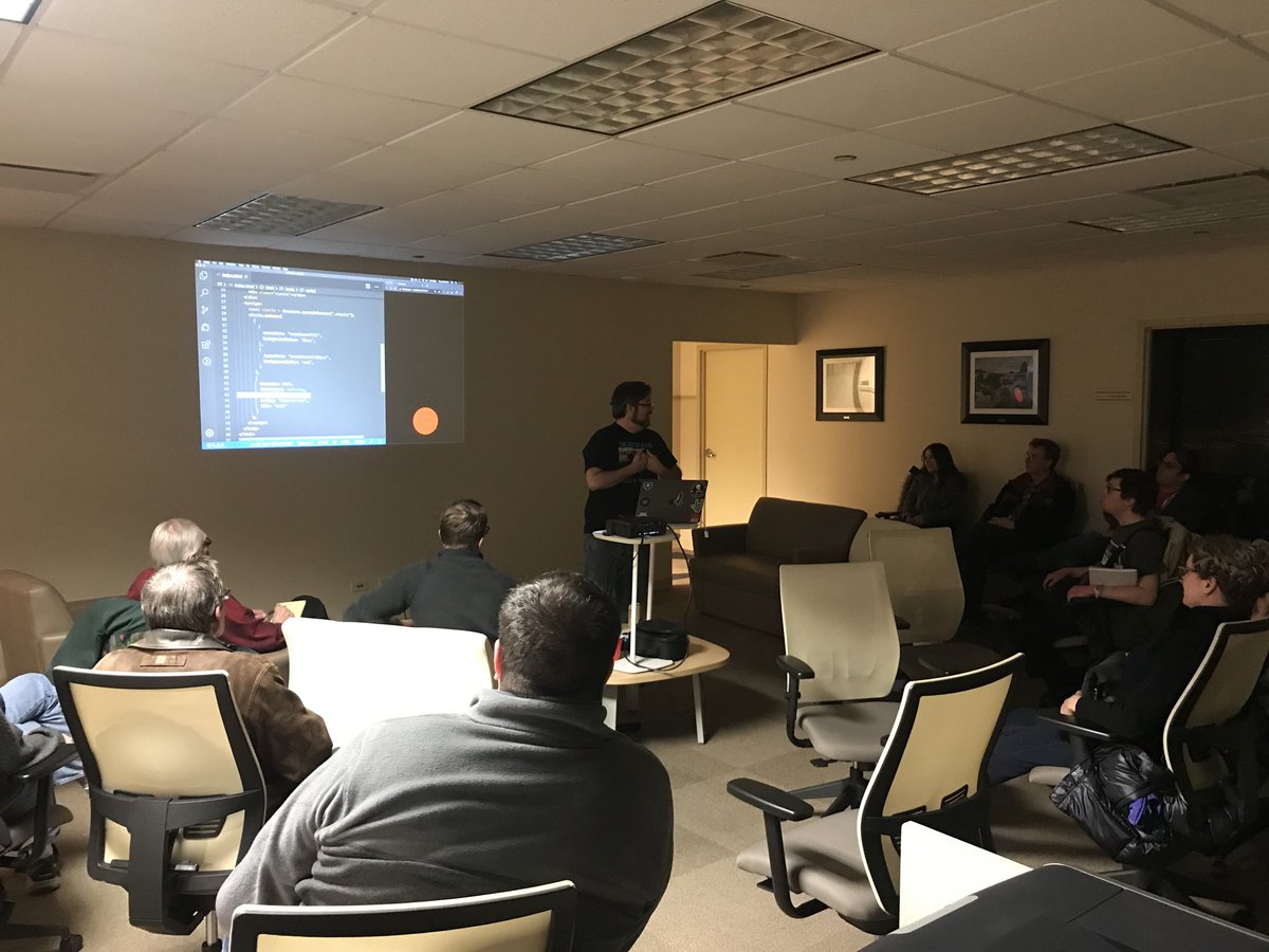 MarkyRoden's tweet photo. Watching @joemaddalone schooling is on WebAnimations in JavaScript @PSCGroup #nwcjs
#needsMorejQuery https://t.co/WiOVcjSo5d