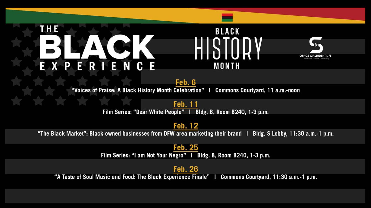 brookhaven_dc's tweet photo. Celebrate Black History Month with Brookhaven College. These events will take place throughout the month of February. Stop by, engage and experience, The Black Experience! #BlackHistoryMonth #BrookhavenCollege #MyBHC https://t.co/lpMFSJEaS1
