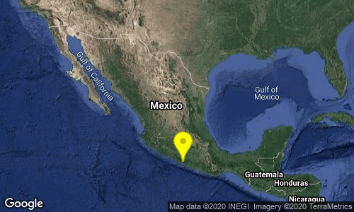 SismologicoMX's tweet photo. Preliminar: SISMO Magnitud 5.1 Loc  19 km al NORTE de ATOYAC DE ALVAREZ, GRO 20/02/20 19:48:13 Lat 17.38 Lon -100.44 Pf 10 km https://t.co/GZLyZZz21t