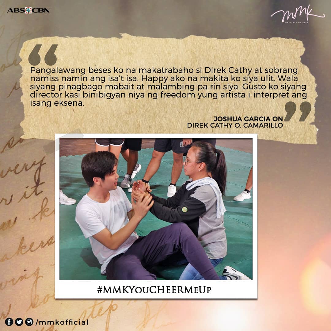 MMKOfficial's tweet photo. READ: @iamjoshuagarcia and @superjanella on working with Direk Cathy Camarillo for #MMKYouCHEERMeUp 
#MMK2020 #KapamilyaShareNa #RSBScriptedFormat https://t.co/0zpTmmVeg6