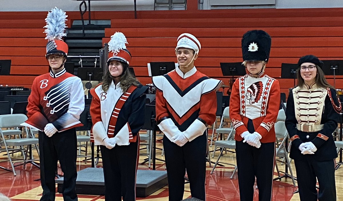 A highlight of tonight’s @BHSRedmenBand Concert was unveiling of new uniform campaign! Included was a nice display of uniforms from 1961-present w/2021+ on the left. Follow our Music Boosters for more information, including how to support the campaign facebook.com/BellevueMusicB…