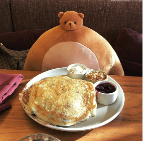 TinyHeadKingdom's tweet image. Pip loves to start her day with a giant pancake breakfast. She likes to end her day the same way. Occasionally, she finds time for pancakes in the middle of the day too. 

It’s all about time management. 
#thk #tinyheads #tinyheadedkingdom #pip #shareyourbear