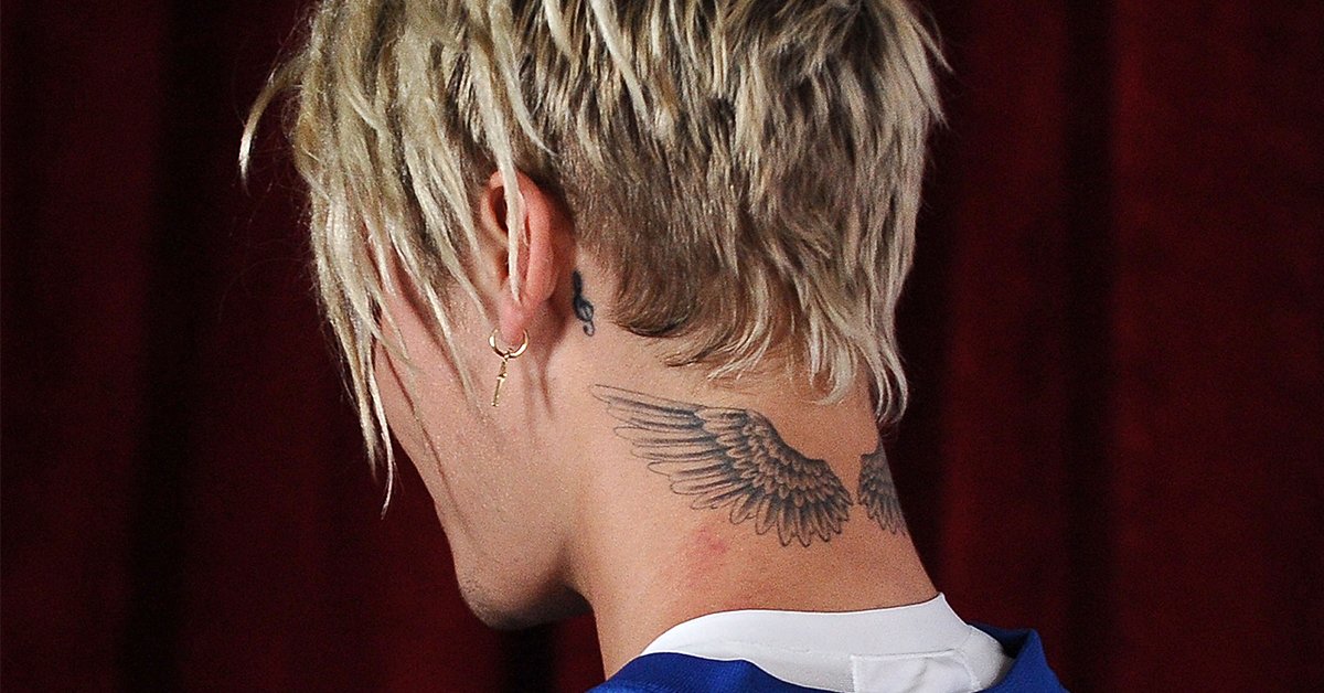 Wing Justin Bieber Tattoos Neck.