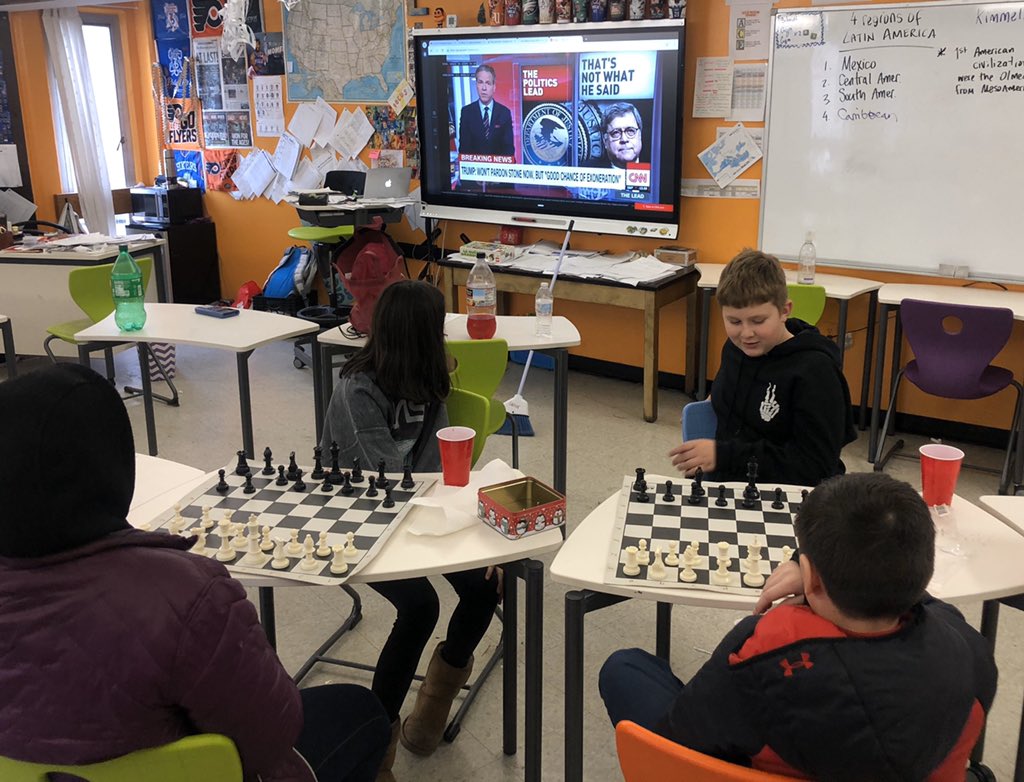 JasonLerner215's tweet photo. Mr. Lerner’s ASAP Chess Club.... watching @TheLeadCNN with @jaketapper .... learning chess and current events at the same time! https://t.co/jAcUqfyiSA