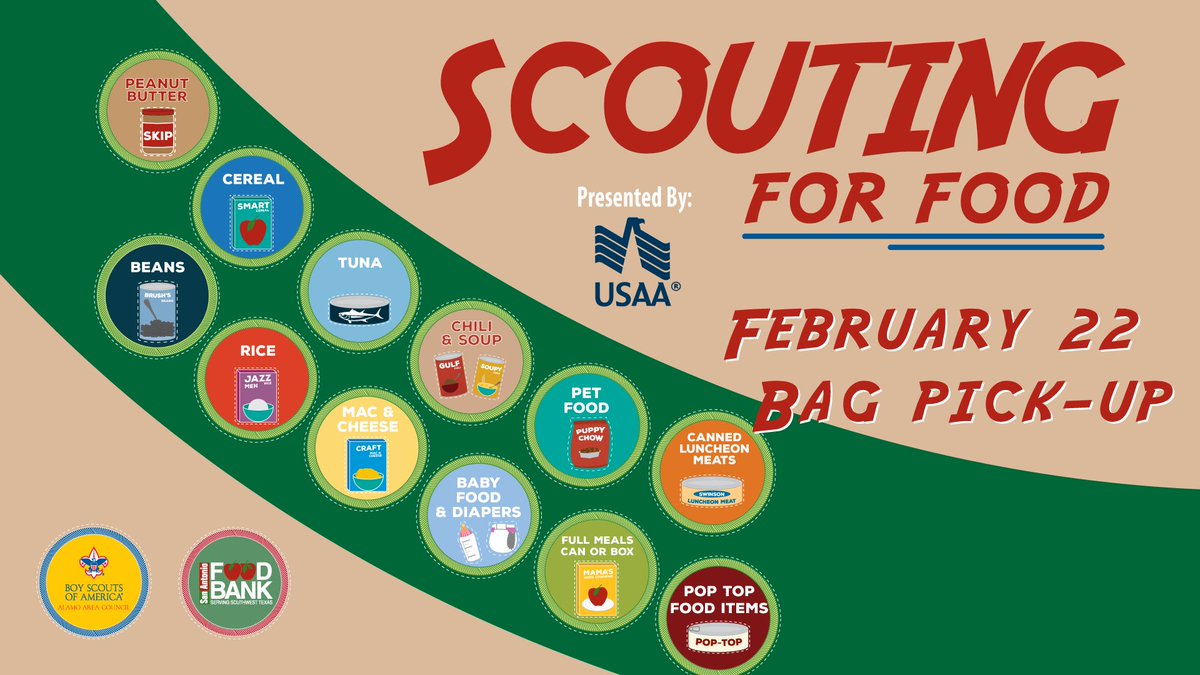 safoodbank's tweet image. Local scouts will be #ScoutingForFood this Saturday (2/22) with the #SAFoodBank!

Last Saturday (2/15) they delivered empty paper bags throughout #SanAntonio. If you received one, please leave the full bag on your doorstep early this Saturday morning and it will picked it up.