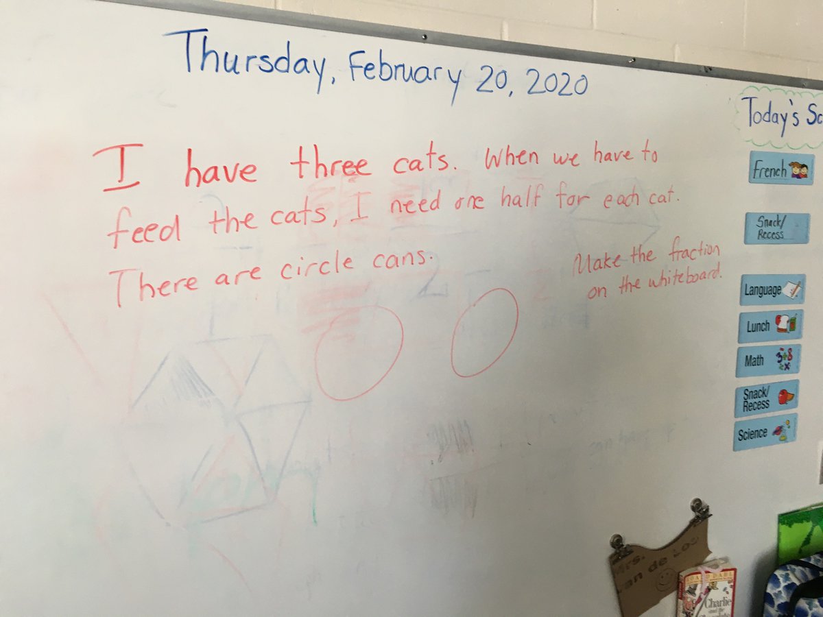 ellengvo's tweet image. My student created a group math challenge for our class today. She saw fractions at home when she was giving food to her cats. What a great question! How many cans of cat food does she feed her cats?  🐱 #mathisfun #fractiontalks