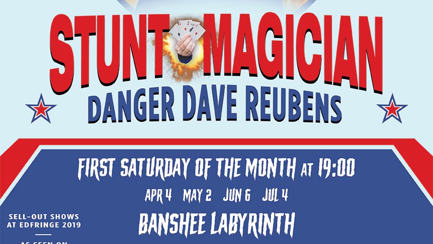 New shows! I'm doing all new crazy Stunt Magician shows at <a href="/B_Labyrinth/">The BansheeLabyrinth</a> #Edinburgh on April 4th &amp; every 1st Saturday of the month after!
Expect never seen magic &amp; absurd comedy!
Guaranteed Seat £5 or Pay What You Can 
Grab tickets here (18+ only)...
edhorrorfest.co.uk/product-page/s…