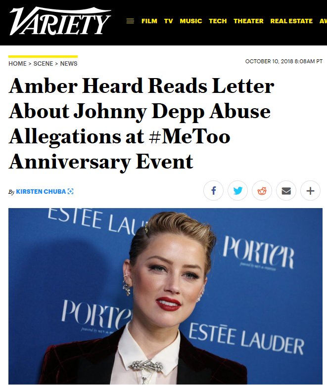 On October 10, 2018, Amber attended a  #MeToo   anniversary event, where she read her 2016 letter. This event was not a public broadcast but someone still recorded Amber reading her letter (capturing most of it on video).