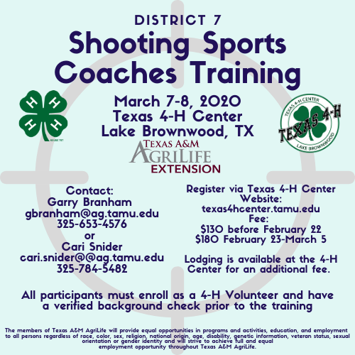 Need to get certified as a Shooting Sports Coach? Check out this training happening in District 7!