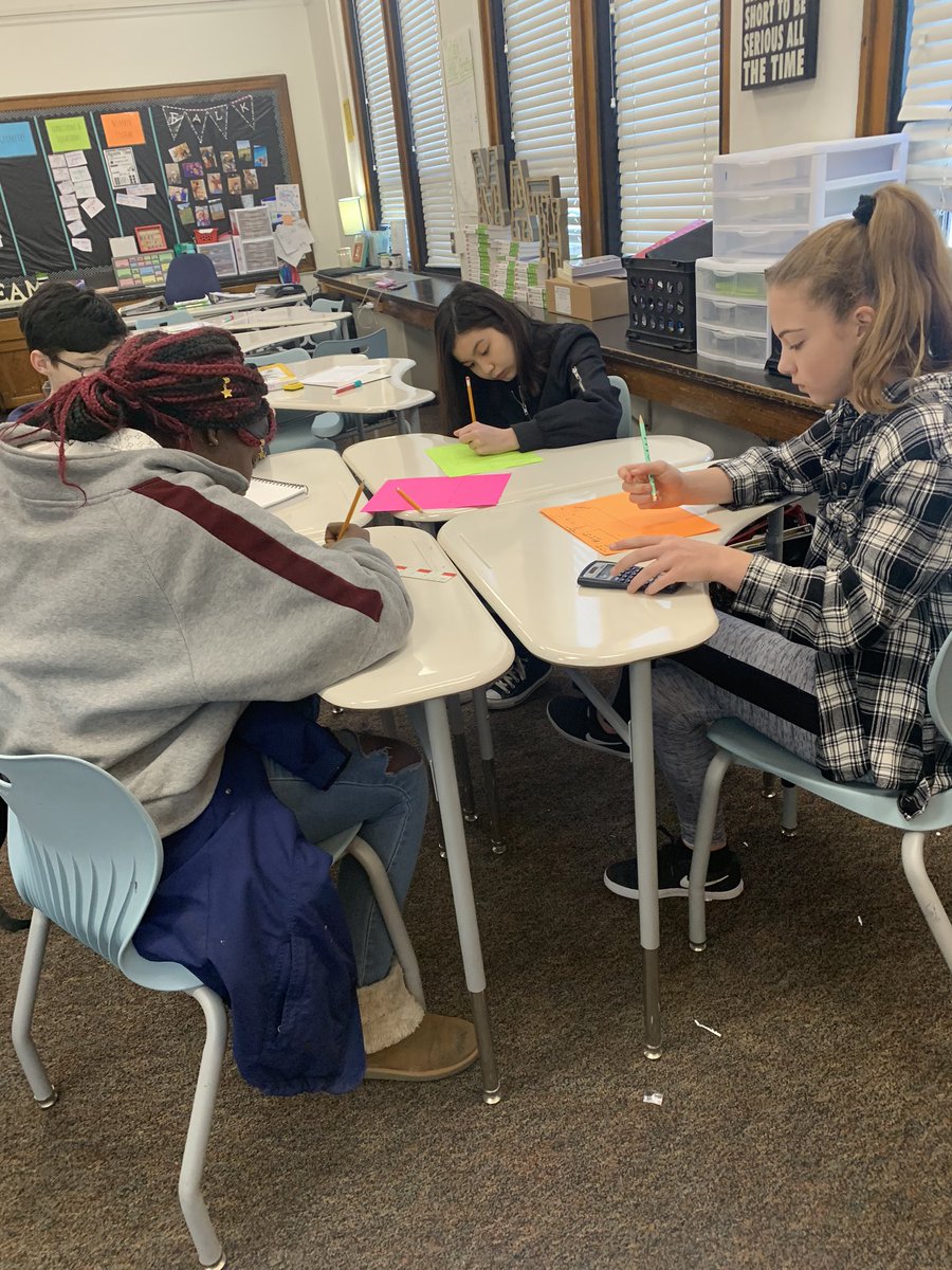 MrsDFalk's tweet photo. Today’s review was awesome!! Each S had a colored paper that they did the problems on. The paper also had #s and letters. They got to team with different people to work together based on their paper #middleschool #iowaed @DMschools #wolfpack #iteachmath https://t.co/qK8XVTZaT7