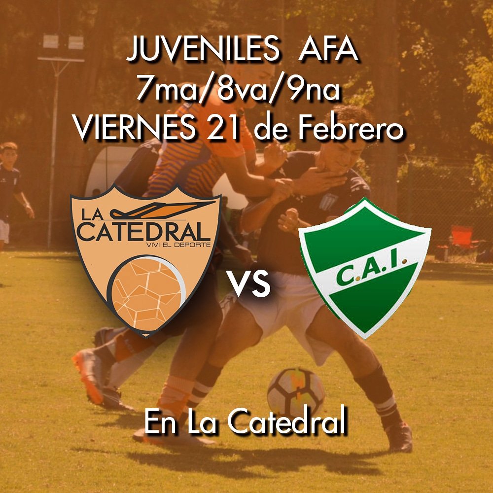 #FUTBOL #JUVENILES #AFA
#AMISTOSO
vs <a href="/ItuzaingoPrensa/">Club Atlético Ituzaingó</a>
#VIERNES 21/2/2020 
A partir de las 8h30
Valor de la entrada $100
#LaCateFC #LaCatedralFC #VamosLaCatedralFC #VamosLosPibes #Hurlingham #Deportes