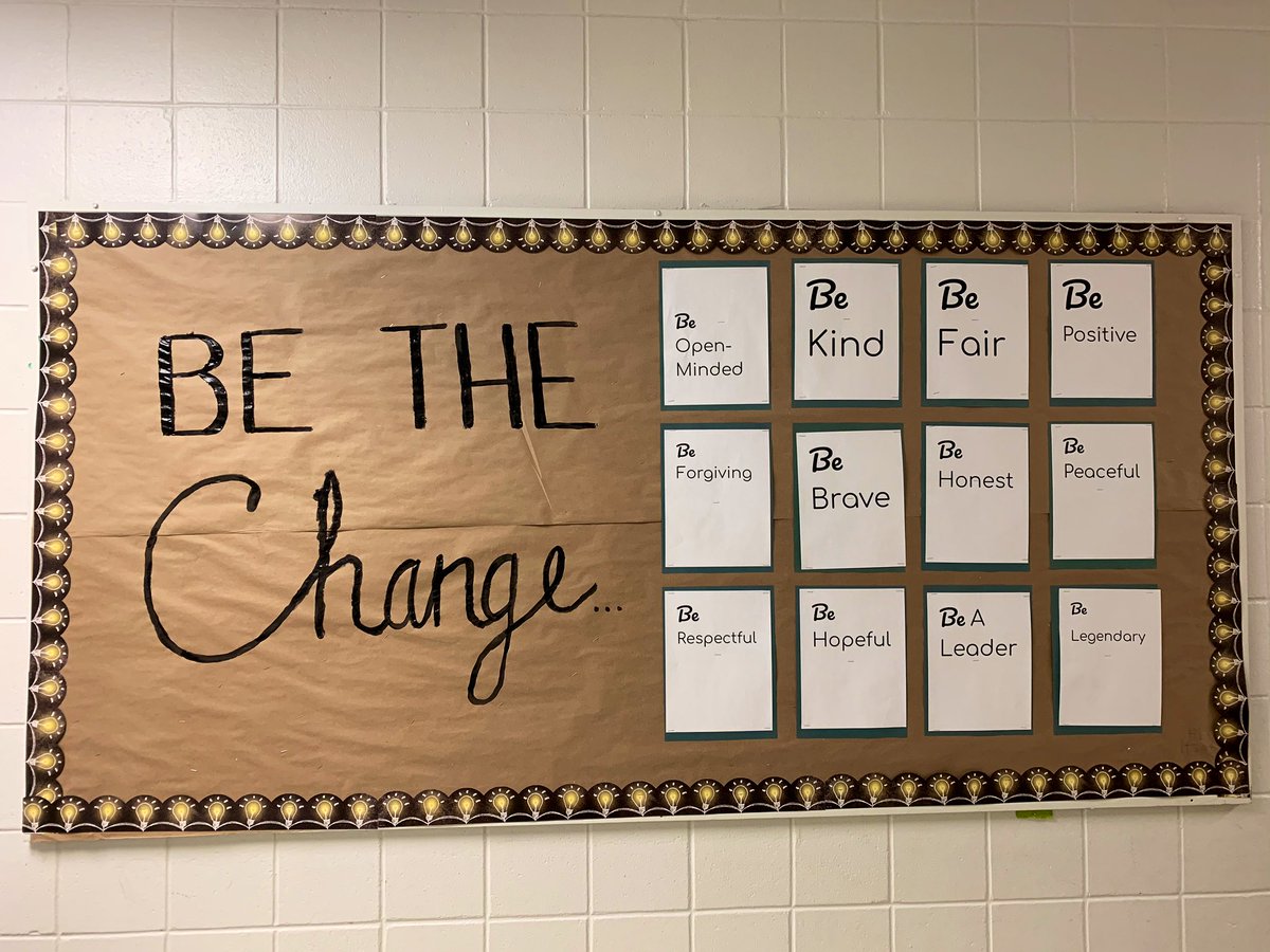 crosarnes's tweet photo. WE made this today. Be the change... Be kind. Be fair. Be positive. Be brave. Be forgiving. Be open minded. Be a leader. Be hopeful. Be honest. Be peaceful. Be respectful. Be LEGENDARY! #studentvoice #studentgenerated #thisishowweSEL @McHughEduCentre @CHEO https://t.co/kdyEbUXBqL