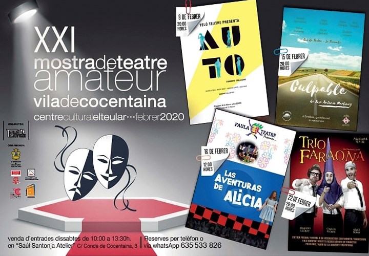 ✅ Des de l'Ajuntament de #Cocentaina recordem que la Mostra de Teatre Amateur, organitzada per Telo Teatre, entra en la seua recta final aquest cap de setmana. Podreu gaudir de dues propostes teatrals tant avui dissabte com demà diumenge