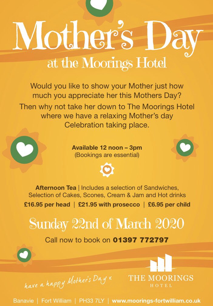 MooringsHotelFW's tweet photo. Mother’s Day at The Moorings, surely every Mum deserves this? 💐#MothersDay https://t.co/zeHoo9ZL3p