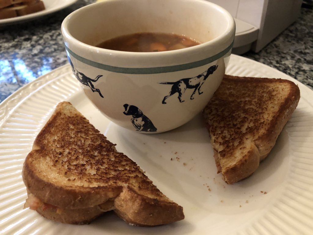 It’s a #grilledcheese & #vegetablesoup kind of day #dinner