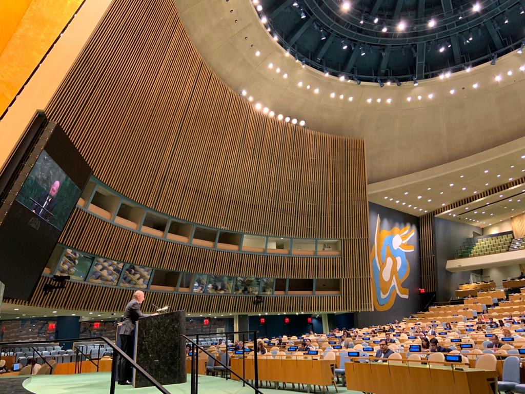 Addressing #UNGA74 on situation in #Ukraine, I also draw on similarities in behavioral pattern of Russian aggression and hybrid warfare against Ukraine & Georgia, incl. passportization, denial of access to int'l #HumanRights monitoring mechanisms, & recent #cyberattack on Georgia