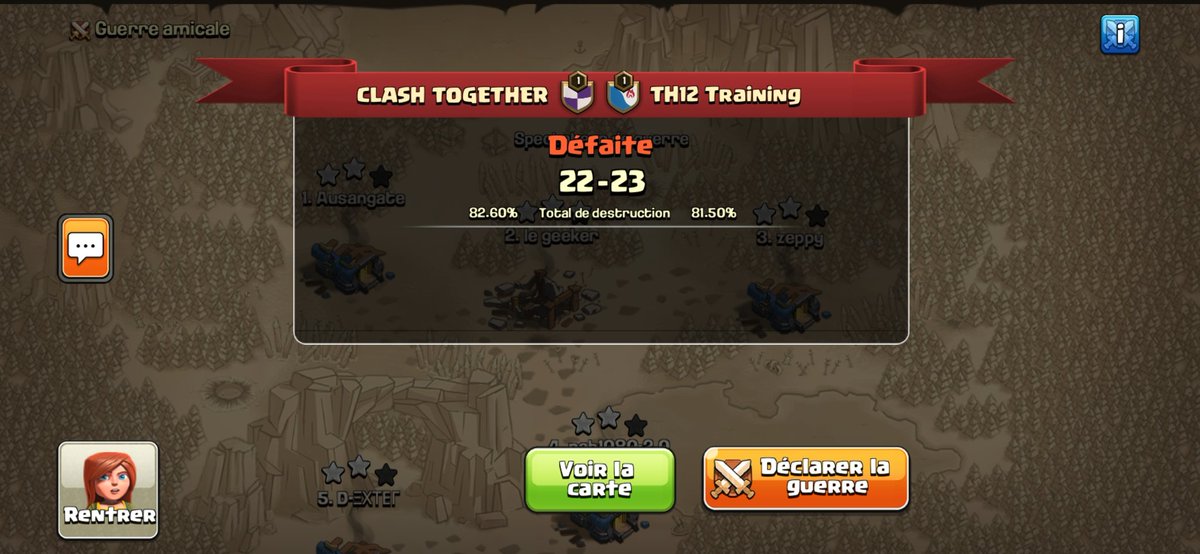 Et c'est sur une 4eme Victoire de Th Training que s'achève cette série de Fw

Nous remercions tous les streamers qui se sont présentés pour ces événements, <a href="/optimusprimeCOC/">Optimus Prime COC</a> <a href="/katiaJCCV/">Katia / J'irai clasher chez vous</a> <a href="/parandar/">Parandar</a> et Lex (Que j'arrive pas à tag désolé 😂) et vous souhaitons bon entraînement 🎉