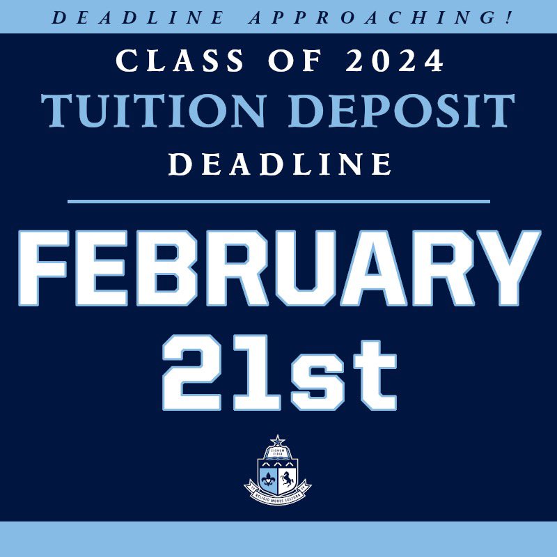 CBALincroft's tweet photo. Class of 2024 Parents: a reminder that tomorrow is the deadline to submit your $1,000 tuition deposit! This is required for your son to be fully enrolled in the Class of 2024. 

Questions? Reach out to Mrs. Maccarella at jmaccarella@cbalincroftnj.org or 732-747-1959 ex. 217. https://t.co/G9KqugDcSj