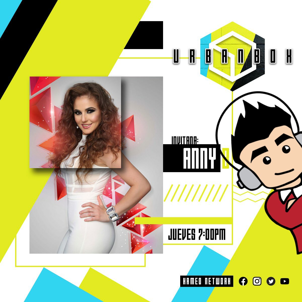 zonachavozeddy's tweet photo. ¡Hola! Los invitamos a ver el programa "Urban Box" hoy jueves a las 7 PM por @Kameo_Network donde @eddyalaire platicará con la talentosa @annygrupera
Siguelos a través del Facebook de Kameo Network.
#UrbanBox #KameoNetwork #PonlePlay #EddyAlAire #AnnyB #QuéBuenReventón https://t.co/UkIJ6rwAYw