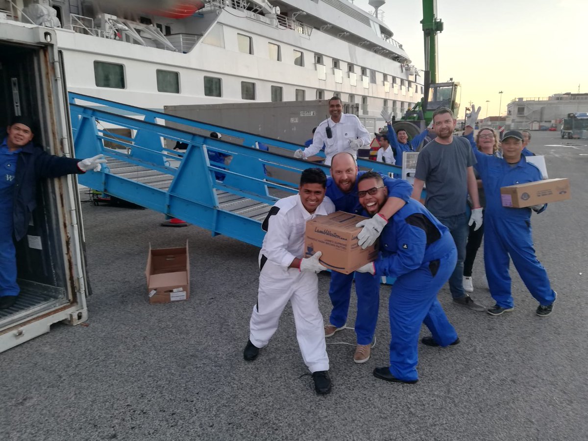 WindstarCruises's tweet photo. We are getting Star Legend ready for the $250 Million Star Plus Initiative. She is now docked in Lisbon, where our crew is moving furniture, unloading all food and beverage inventory, and completing pre-drydock technical work. #windstarcruises #windstarplus https://t.co/jzKfePGUUO
