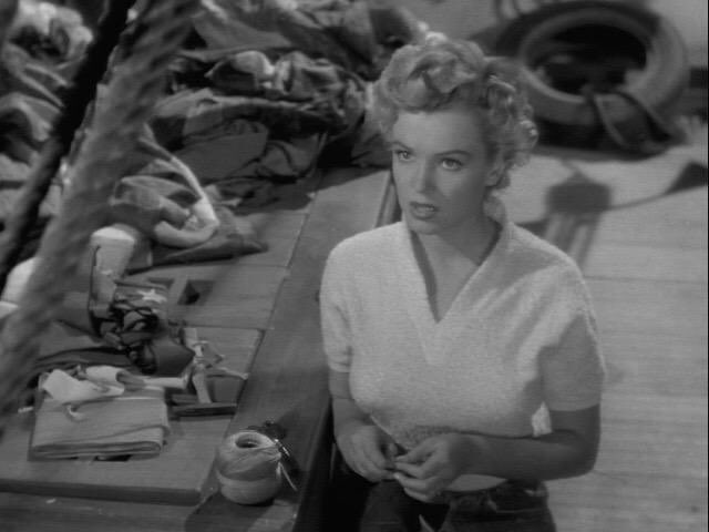#MarilynMonroe as Peggy in Clash By Night 1952. Her tardiness on set irritated star Barbara Stanwyck. A fan favourite, Peggy is a strong character &amp; Marilyn’s plays her in her ‘non breathy’ speaking voice