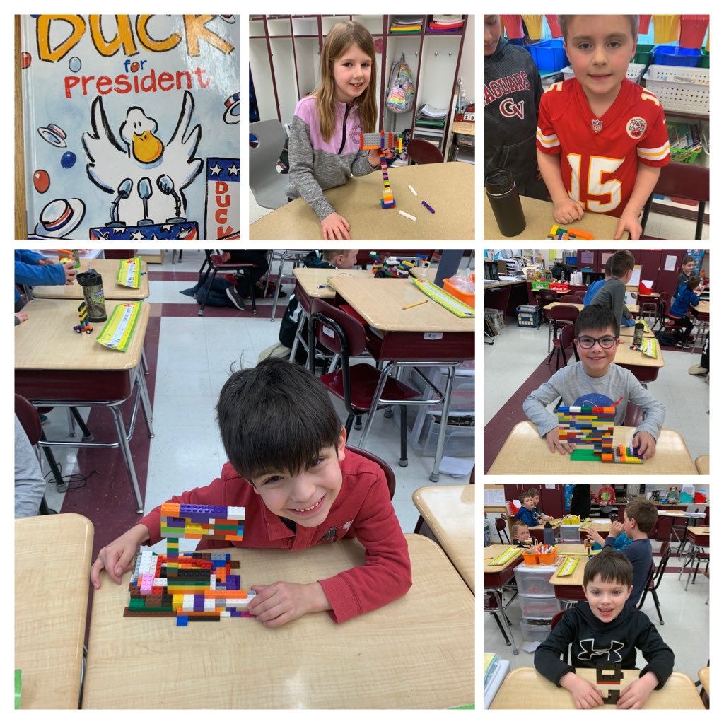 Week 5 of LEGOs &amp; Literature - we created flags for our new President after reading Duck for President.