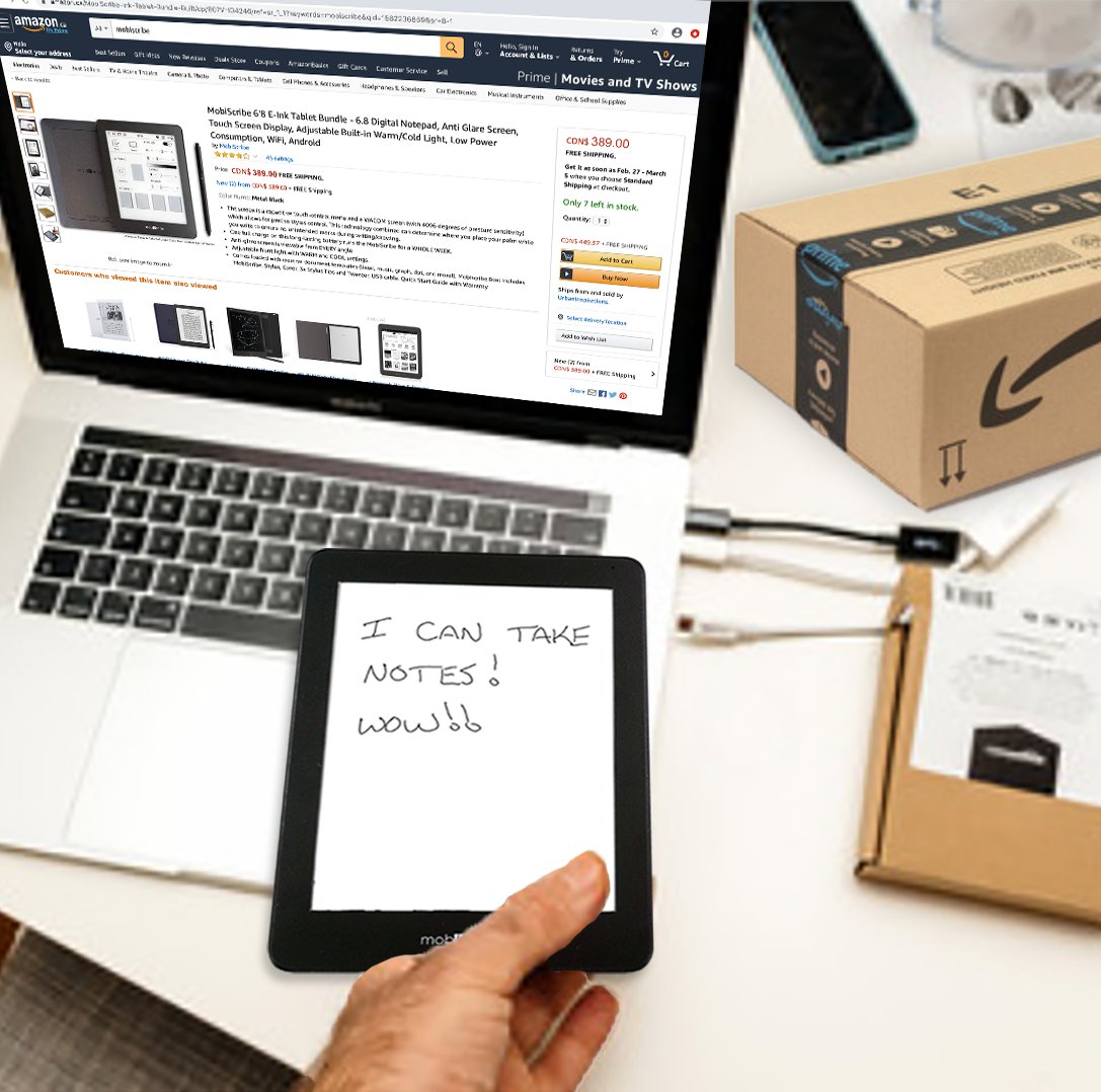 TeamUCInc's tweet photo. MobiScribe is now avilable at https://t.co/cmcHPnKXqS
The MobiScribe is the revolutionary paper tablet that captures the simplicity and comfort of writing on real paper, while offering the ease of saving and sharing digital notes.

#mobiScribe #rightherewritenow #amazonca https://t.co/cwfQkTaZjw