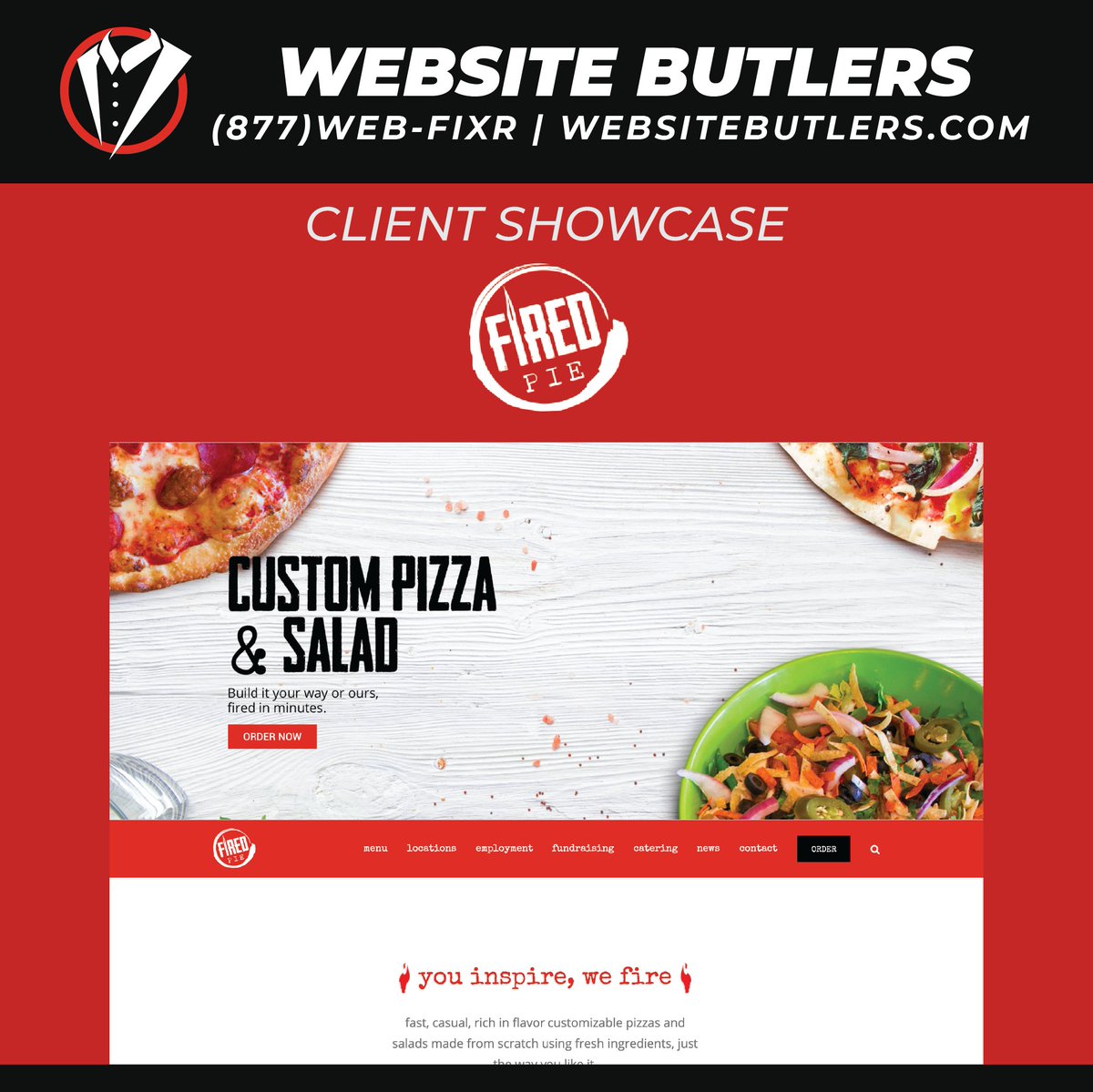 ButlersWebsite's tweet photo. We teamed up with our friends over at #Clyint to develop a new website for #FiredPie. We added a store locator, made their menu more user friendly, and provided an overall better experience for their users. Go check it out and order some pizza!

https://t.co/YL9Wn19JRn https://t.co/YViyU2grwz