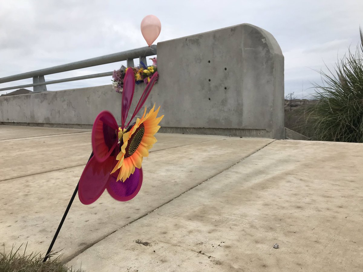 Morgan_Burrell's tweet photo. A makeshift memorial has been set up for the 10-year-old girl who died while riding her bike to school today. Ive already seen people stop to pray. If you want to visit, it’s near Kallison Elementary school. https://t.co/jFZD5Ct1UX
