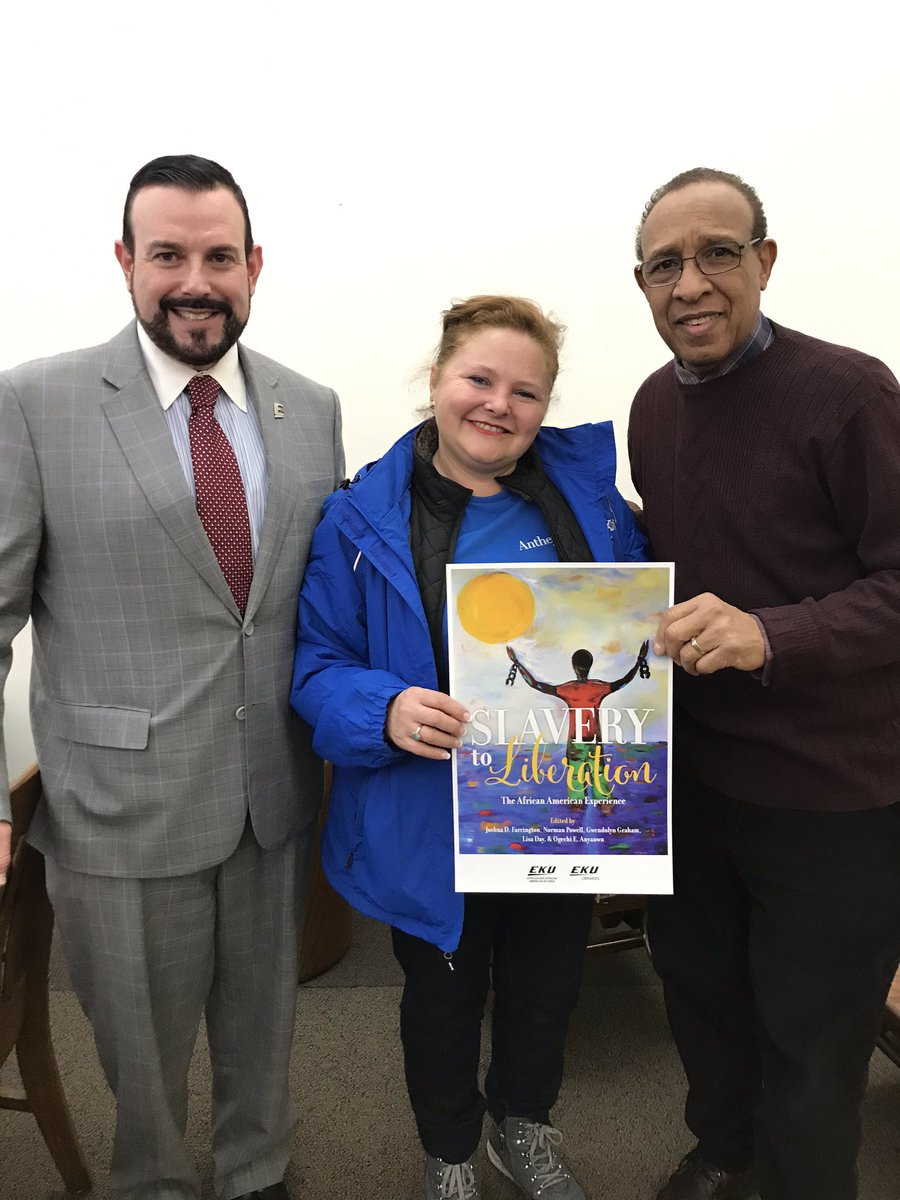 ekupresident's tweet photo. Such a wonderful example of @EKU focusing on access and affordability with the FIRST free and open access textbook for African American Studies. A first of its kind anywhere! Thank you to all who were involved in making this happen. #EKUOpen #OA https://t.co/qVSxyI0uj4