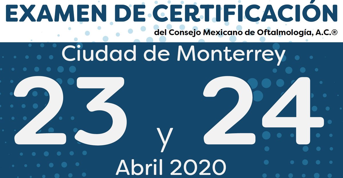 cmoftalmologia_'s tweet photo. Próximo Examen de Certificación del
Consejo Mexicano de Oftalmología, A.C.®

Abril, 2020

#CmOftalmologia #CMO #2020CMO https://t.co/Et4NkWeAym
