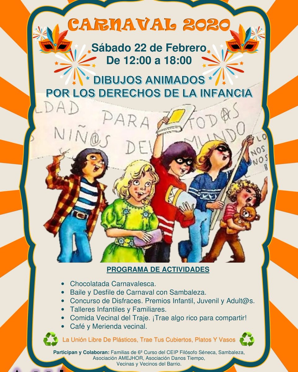 8MHortaleza's tweet photo. El sábado por la mañana estaremos en el Carnaval de la #AsociaciónVecinal La Unión 

Trae tu disfraz y comparte un carnaval con tus vecinas de #Hortaleza 🎭

🕑 12:00
📍 Calle Santa Susana 55
Te esperamos!!!

#educacionafectivosexual 
#8m
#haciendoBarrio https://t.co/hswdPHswpd