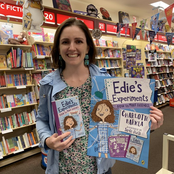 KidsDymocksAdel's tweet photo. A big thank you to Charlotte Barkla for popping in to sign copies of her new book Edie's Experiments! We loved it and we're sure you will too! @PenguinBooksAus @DymocksAdelaide https://t.co/b66LlwtuRV
