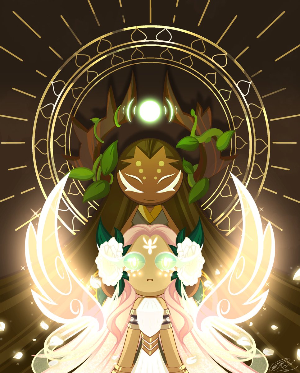 Pyro505x's tweet photo. 🔸️🔆Reincarnation 🔆🔸️
Millennial Tree Cookie 🌿🍪 and Gardenia Cookie 🔅🍪
#cookierun #cookierunovenbreak  #cookierunoc https://t.co/cx2nl5iZwg