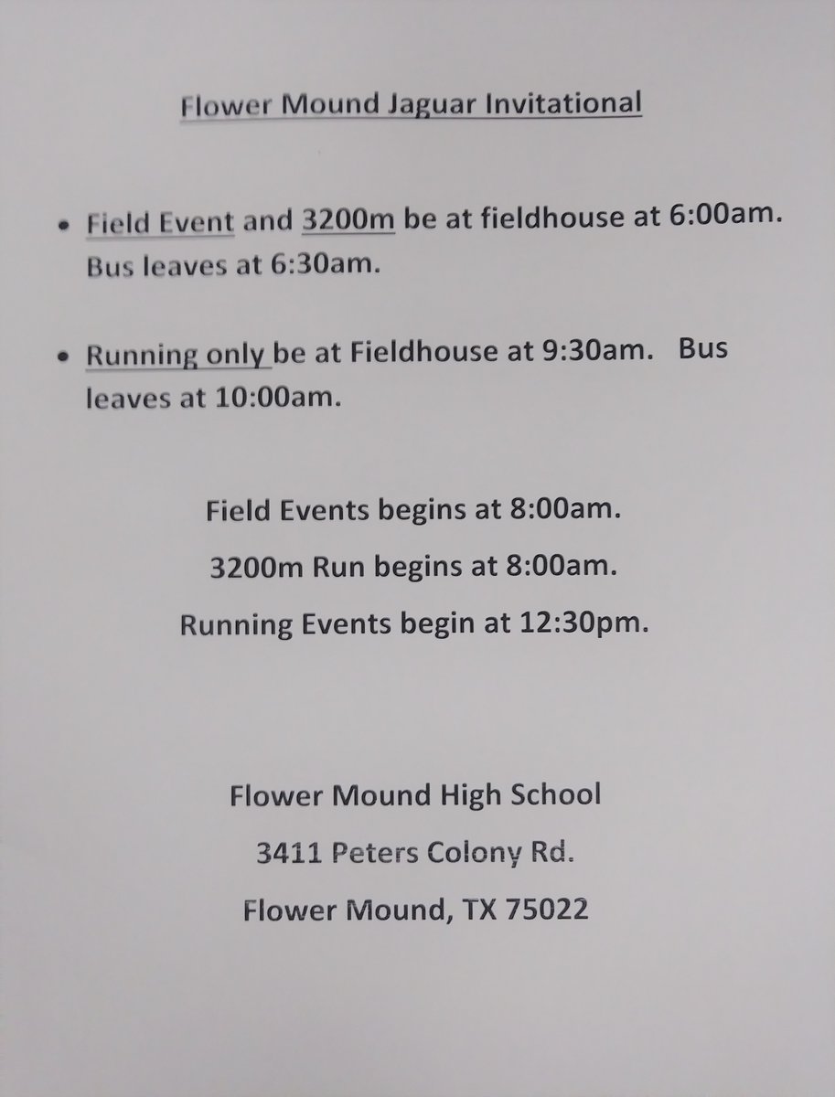 TCHS Falcons Track (@tcfalconstrack) on Twitter photo Falcon Family: Come out and support your TCHS Falcons Track & Field team as we compete at the Flower Mound Jaguar Invitational Track Meet this Saturday Feb 22nd. Schedule & Details below, Go Falcons! <a href="/TCHS_Booster/">TCHS ABC</a> <a href="/TCHSFootball/">TCHS Falcon Football</a> <a href="/TCHSTandF/">TCHS Track & Field</a> @TCHSTalon Falcon Family: Come out and support your TCHS Falcons Track & Field team as we compete at the Flower Mound Jaguar Invitational Track Meet this Saturday Feb 22nd. Schedule & Details below, Go Falcons! <a href="/TCHS_Booster/">TCHS ABC</a> <a href="/TCHSFootball/">TCHS Falcon Football</a> <a href="/TCHSTandF/">TCHS Track & Field</a> @TCHSTalon