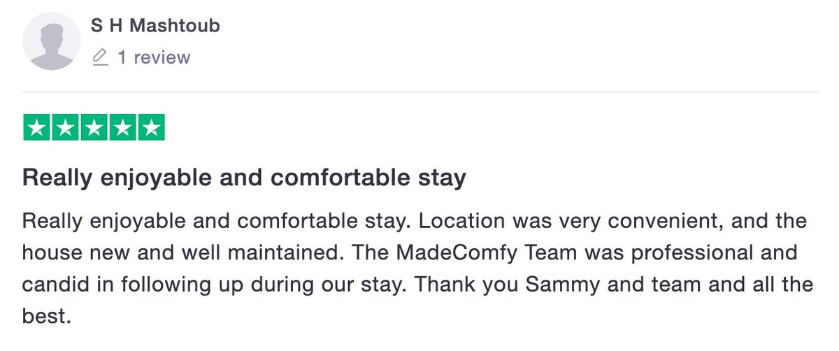 MadeComfyau's tweet image. Kind feedback from a happy guest never fails to bring a smile to our face. Thank you S H Mashtoub for your words of appreciation towards our customer experience team.🌟

#madecomfy #sydney #melbourne #brisbane #canberra #goldcoast #sunshinecoast #shorttermrental #airbnb #review