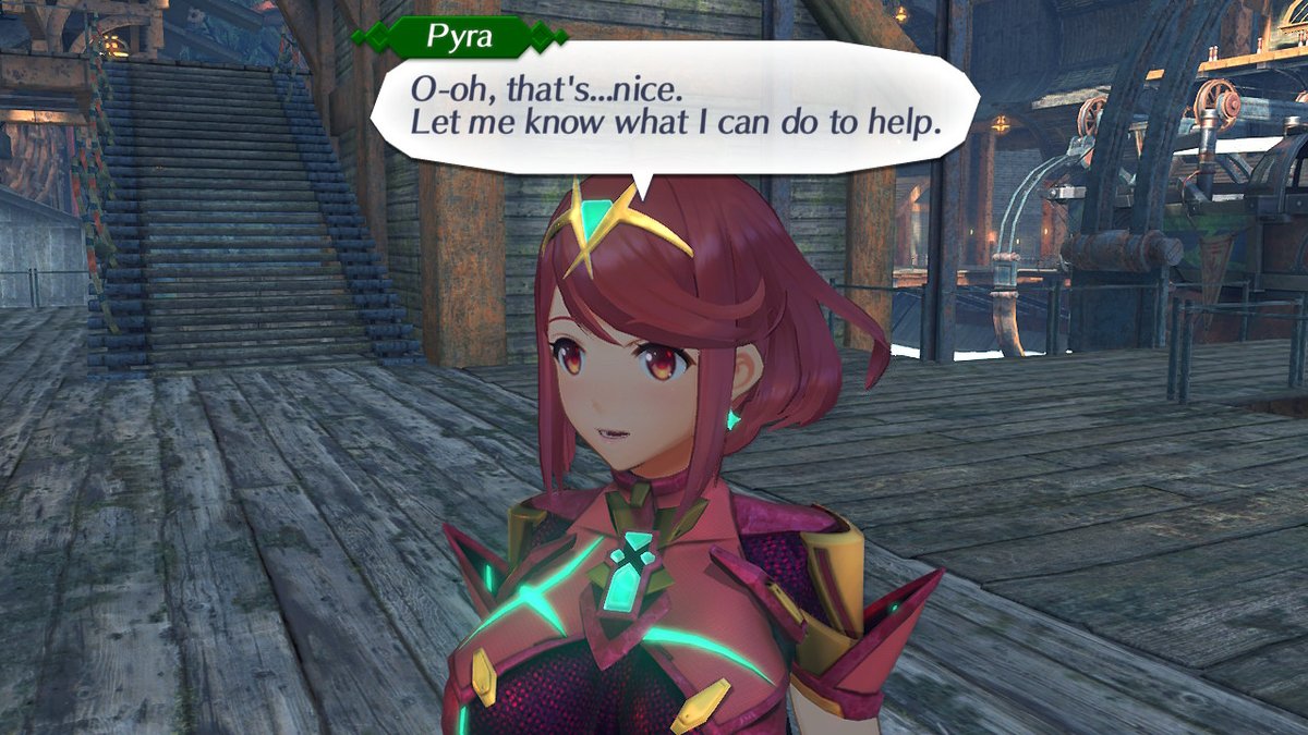 Crossette wasn't in the game when I initially played this but man her thing with admiring Homura and wanting to be just like her is really cute. This is especially hilarious since Homura's reaction to all of this admiration is just "oh..ok?"  #Xenoblade2