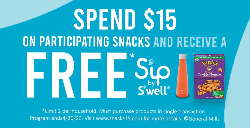 THIS IS NOT A DRILL. 🎉 Spend $15 on participating snacks (from yours truly!) & receive a FREE S'ip by @swellbottle. Hop here for more: snacks15.com