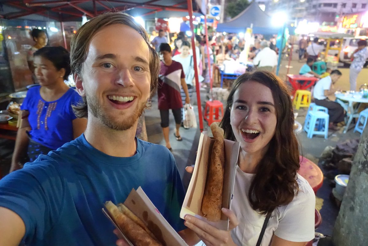 jackgabexplore's tweet photo. The street food scene in #Yangon is unlike anything we’ve ever seen! 🍢Even better than Bangkok (in our opinion). 👏🏻 https://t.co/qoetdozXnS