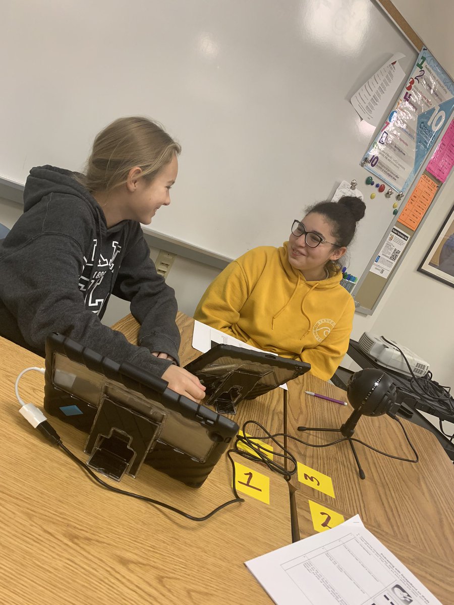 APSGifted_Kat's tweet photo. @JennyShanker and I Enjoyed podcasting today with some of our 7th grade Phoenix @DHMiddleAPS. Thank you @MsKrogerELA and Ms. Ascenzi for bringing us in on the fun! https://t.co/ilGIG0nz5b