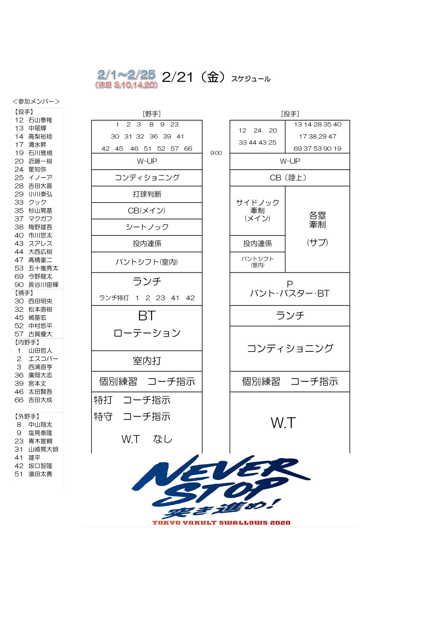 うらそえナビ 一社 浦添市観光協会 Twitterren 2 21 金 練習スケジュールです T Co Obocqanjq2 ご来場の際 球場近隣への路上駐車は住民の迷惑になりますので浦添カルチャーパーク指定駐車場へお停め頂きますようお願いいたします Swallows つば九郎