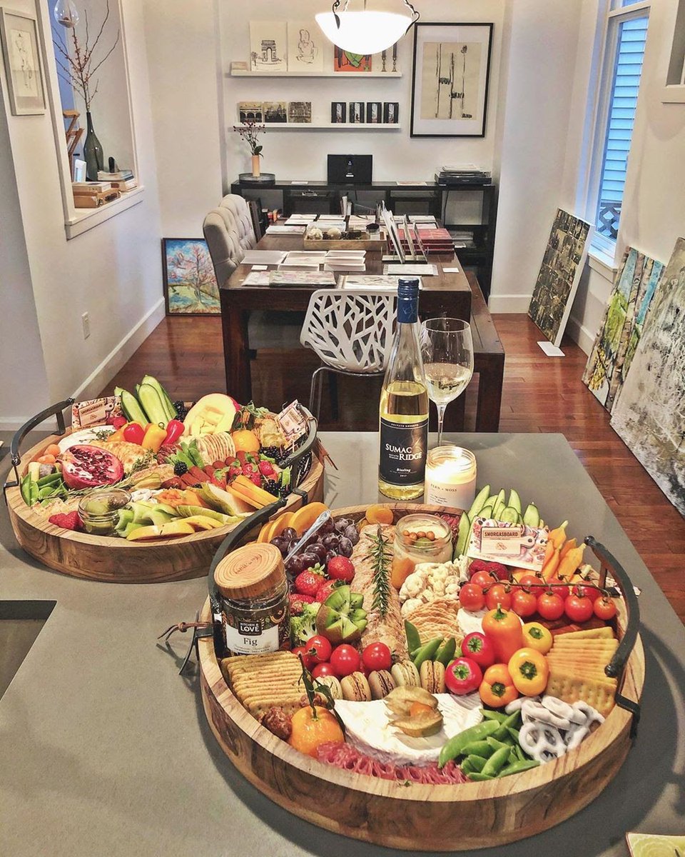 “A little art, a little wine &amp; a little cheese 🎨” We’d love an invitation to this big bad buffet! Hope it wasn’t lost in the mail 😏 #Regram SmorgasBoard Charcuterie.