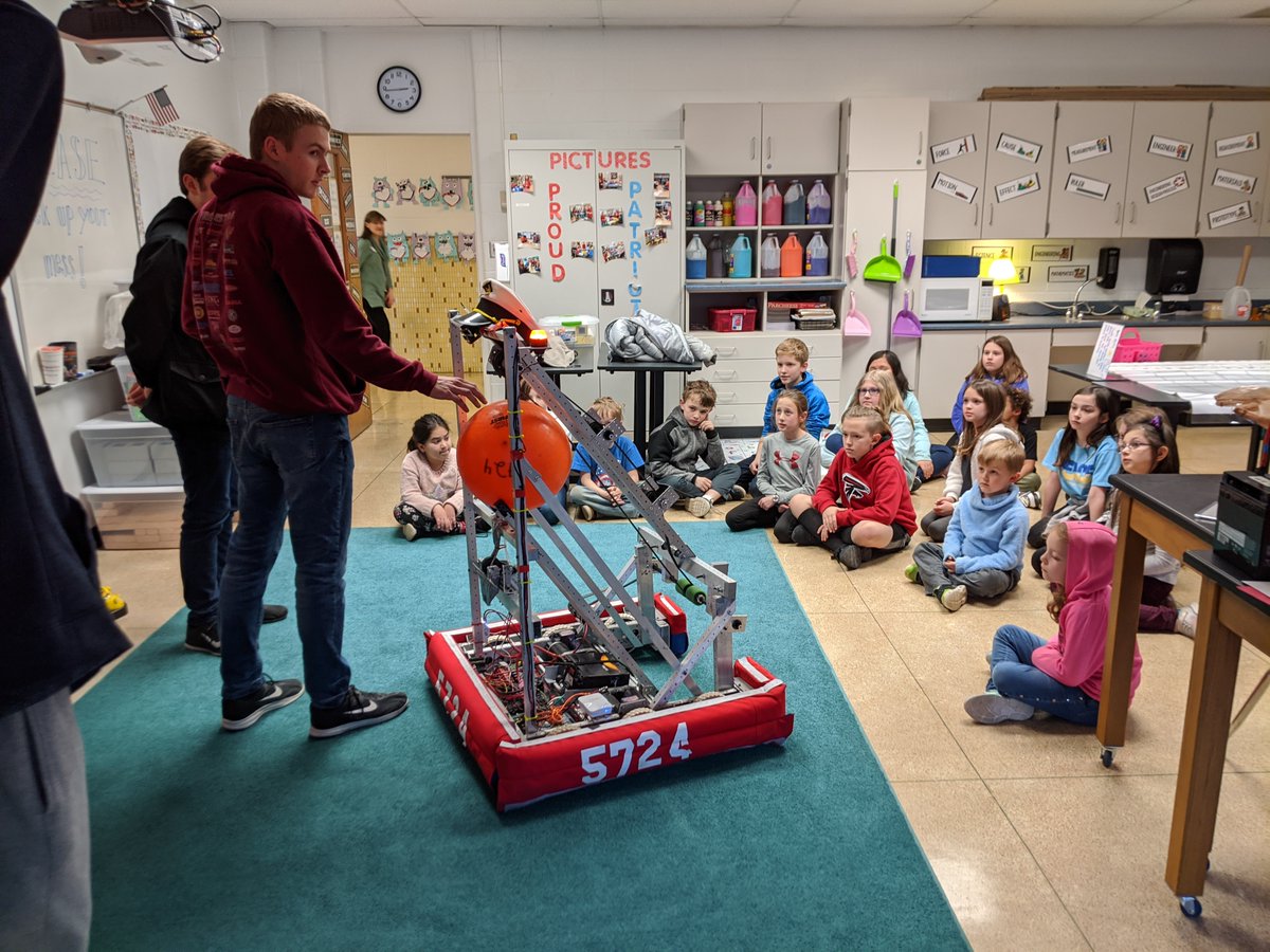Had a blast sharing our demo robot with students at East Salem Elementary today as part of their INSPIRE program! How many elementary aged students can say they have driven a FRC robot (that weighs more than most of them!)?