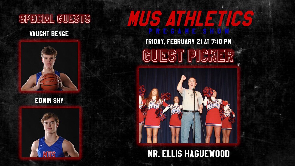 OwlBuzz's tweet photo. Tomorrow night, Mr. Ellis Haguewood returns to MUS as the guest picker on the MUS Athletics Pregame Show! The show will begin at 7:10 PM, so get there early or tune in!
#GoOwls | #BeatCBHS https://t.co/rGCYLxSJCf