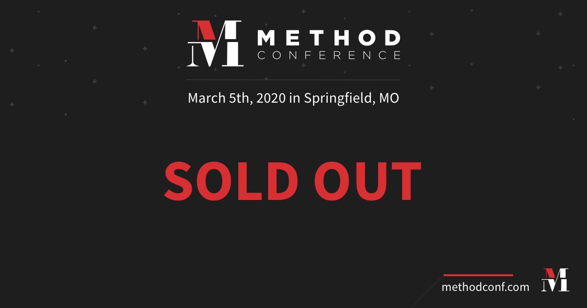 methodconf's tweet photo. It was quite something to see our first event sell out this morning. Can't wait to see you all on March 5th!
#MethodConf #SGF #Springfield @sgfdevs https://t.co/h5LGMnE0jK