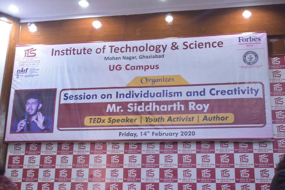 ITSMohanNagar's tweet photo. @ITSMohanNagar Ghaziabad
An #Interactive_Session on “#Individualism &amp; #Creativity" was organized on 14th Feb 2020 from 11 am to 1 pm in Auditorium for #BCA &amp; #BBA 2nd and 4th Semester #Students. #MrSiddharthRoy, #Author, #TEDx_speaker was the #GuestSpeaker of the #session. https://t.co/sJuirTnZg6
