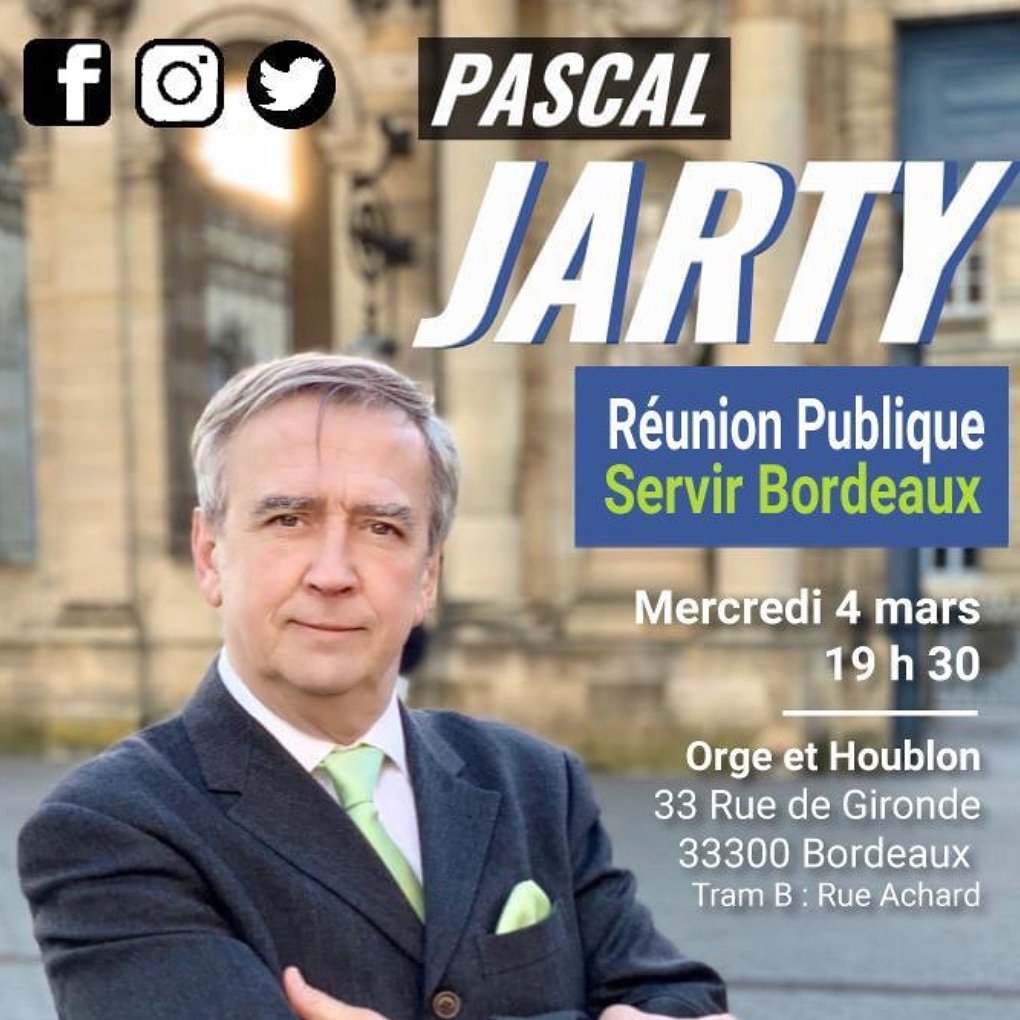 JARTYPascal's tweet photo. Venez soutenir notre démarche et conforter notre dynamique.
Je vous attends
#bordeaux #bordeauxmaville #municipalesbordeaux #servirbordeaux #pascaljarty #associations #mobilité #environnement #economie #solidarité #vegetalisation #jeunes #seniors #commerces #viedesquartiers https://t.co/9H7IwNiI6h