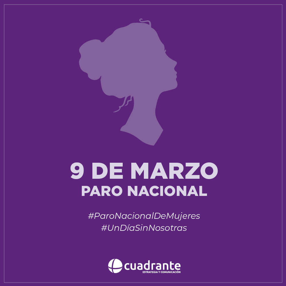 CuadranteRP's tweet photo. Cuadrante se suma al paro nacional del 9 de marzo para crear conciencia sobre la importancia de combatir la violencia contra las mujeres. Si cualquiera de nuestras compañeras desea no asistir a trabajar ese día, tendrá nuestro apoyo.
#UnDíaSinNosotras #ParoNacionalDeMujeres https://t.co/WEhrZEknF3